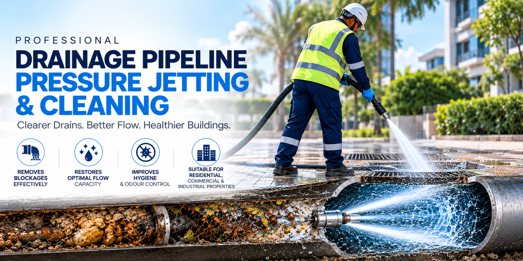 Drainage Pipeline Pressure Jetting and Cleaning